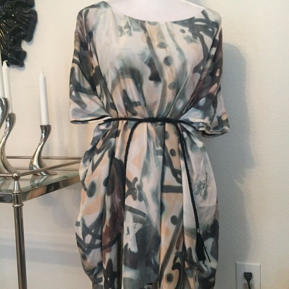 ACNE zohra Print Dress Silk Draped Asymmetric GUC - Picture 8 of 8